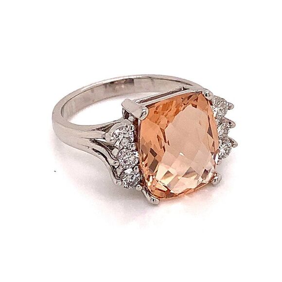 Diamond Morganite Ring Size 7.25 14k Gold 5.60 TCW Certified $5,950 120600 - Picture 8 of 14